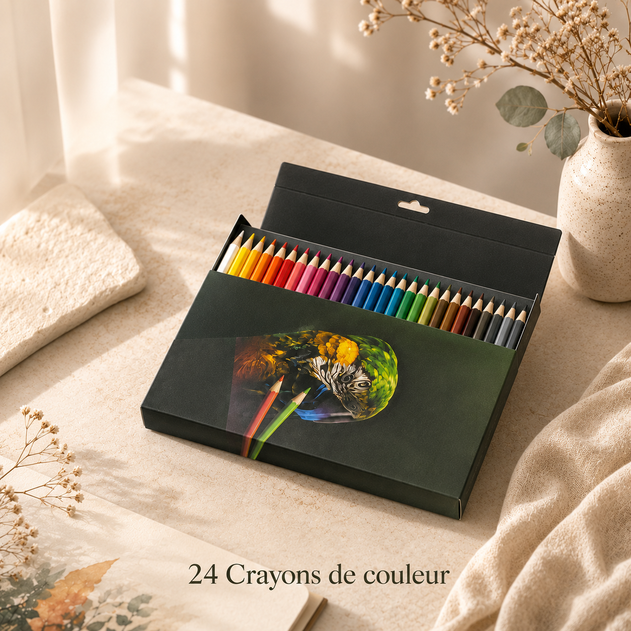 Crayons de Couleur huileux  en Bois